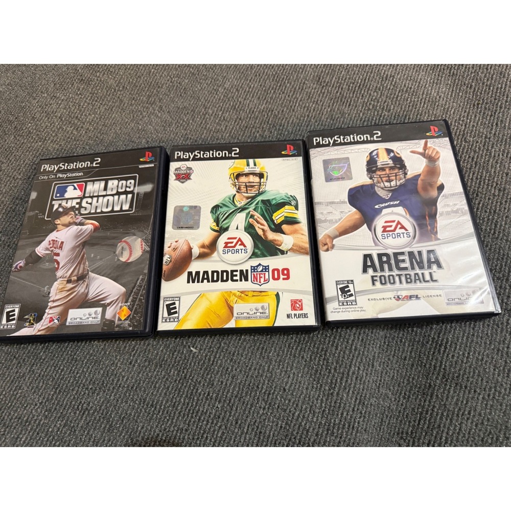PS2 Sports Game Lot MLB 09 The Show Madden NFL 09 Arena Football PlayStation 2